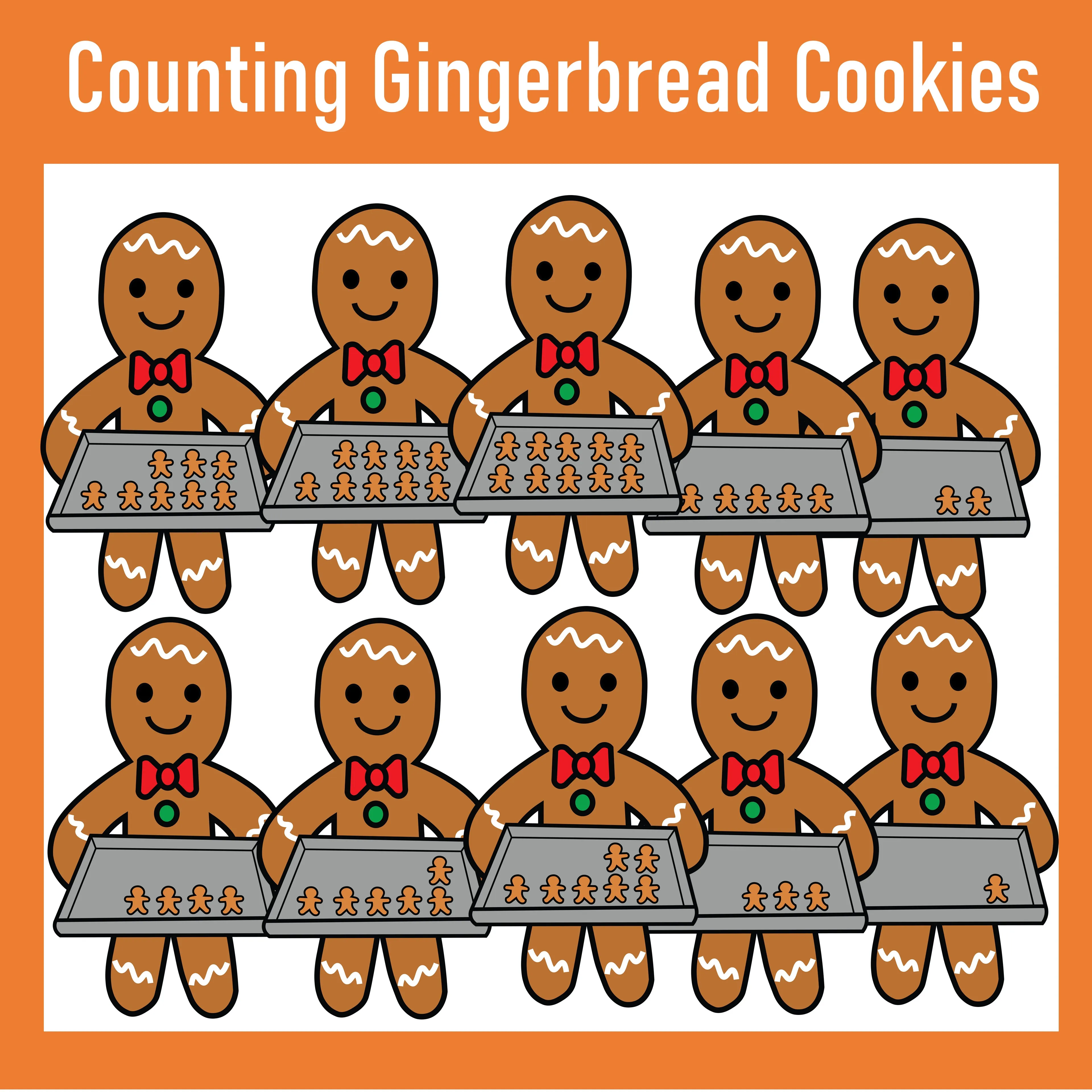 Counting Gingerbread Cookies Clipart | Gingerbread Math Clip Art Black and White & Color