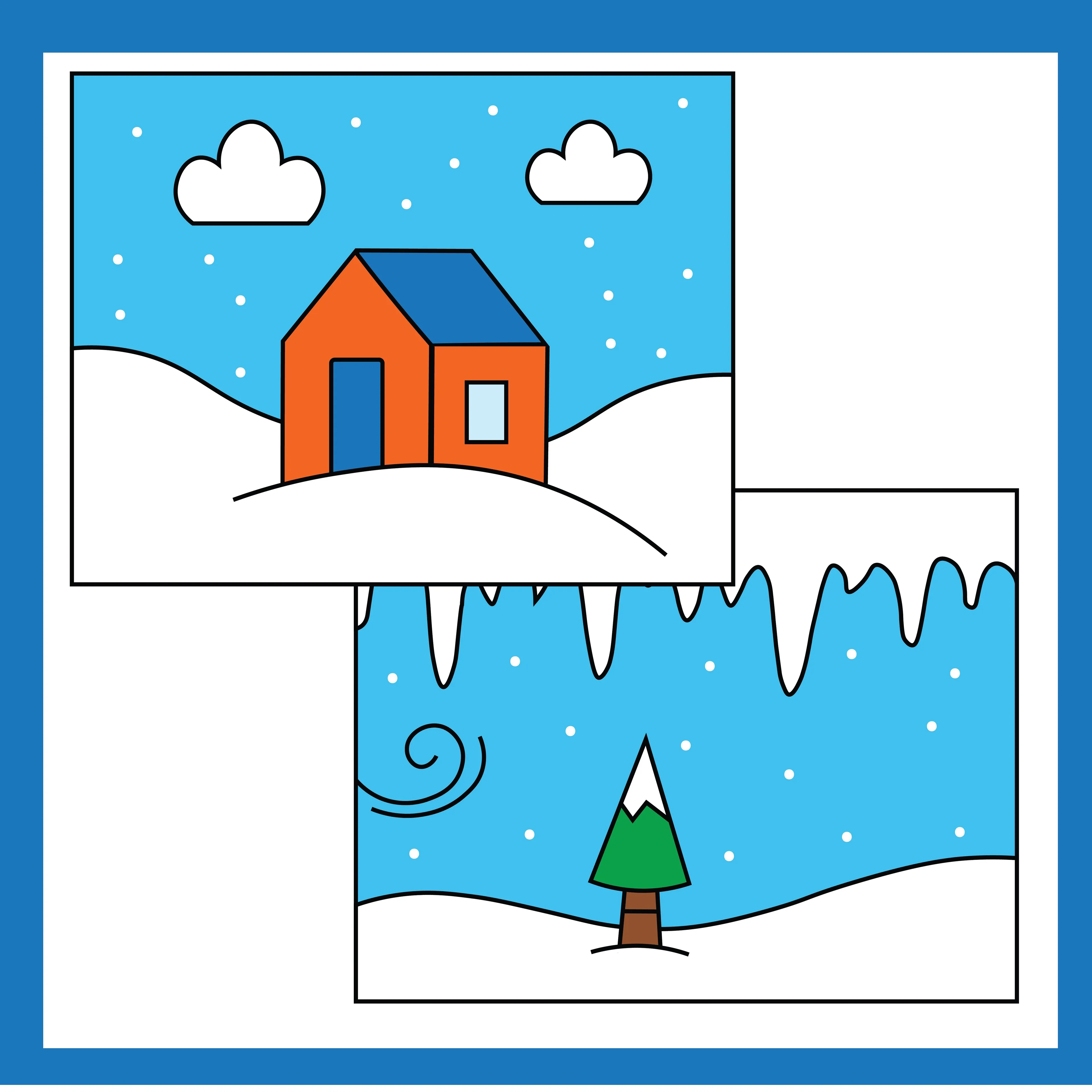 Winter Backgrounds Clipart | Simple Snow Scenes for Worksheets & Classroom Use