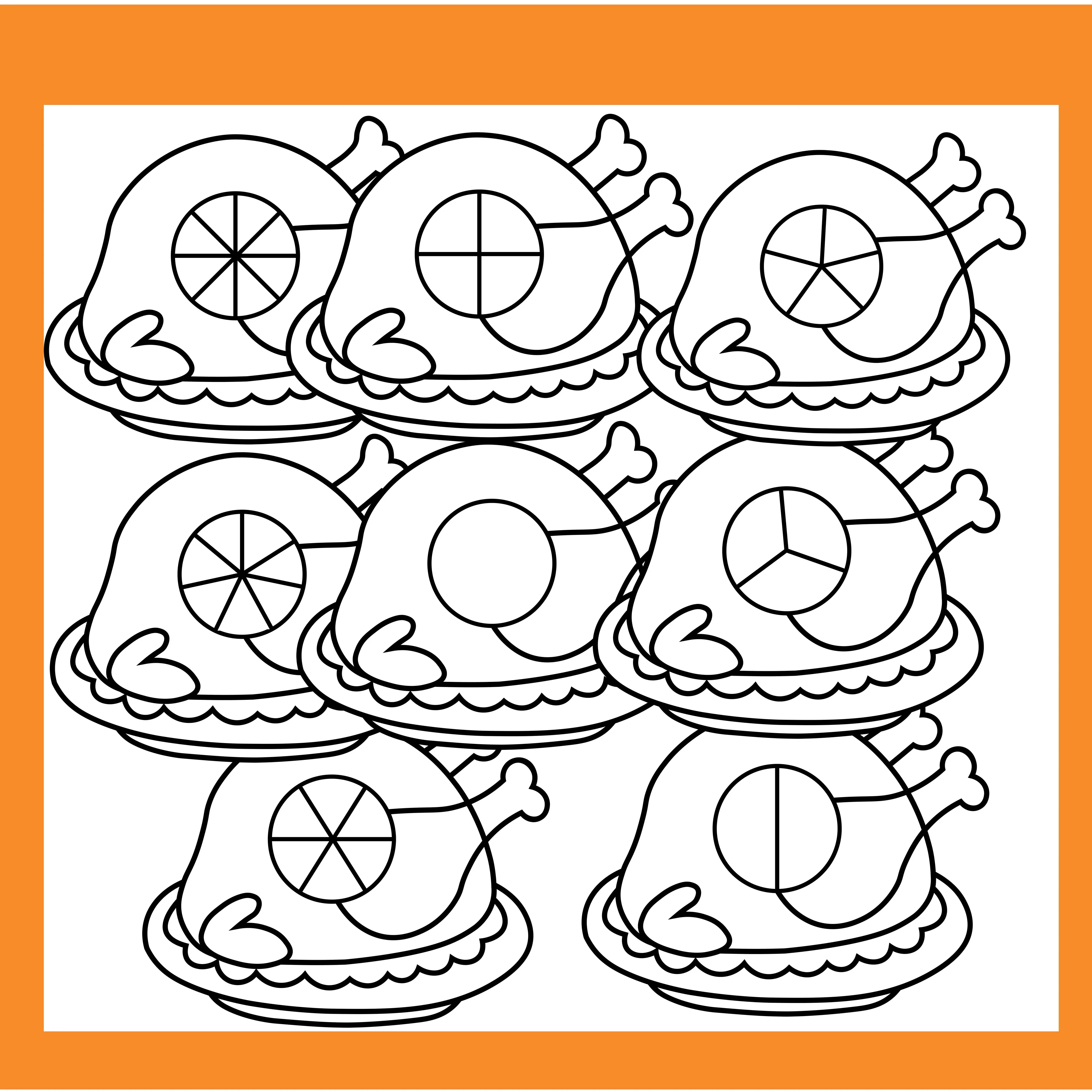 Cooked Turkey Spinners Clipart | Thanksgiving Math Fraction Spinner Activity