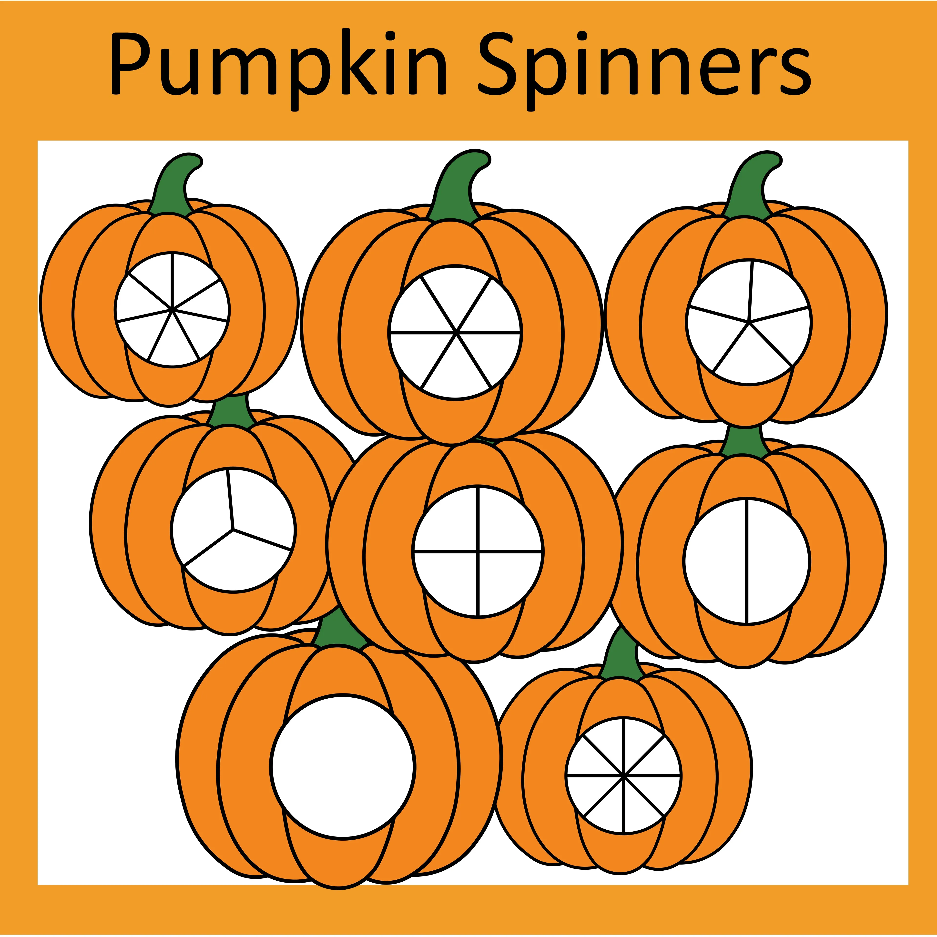 Pumpkin Spinners ClipArt (Black & White)