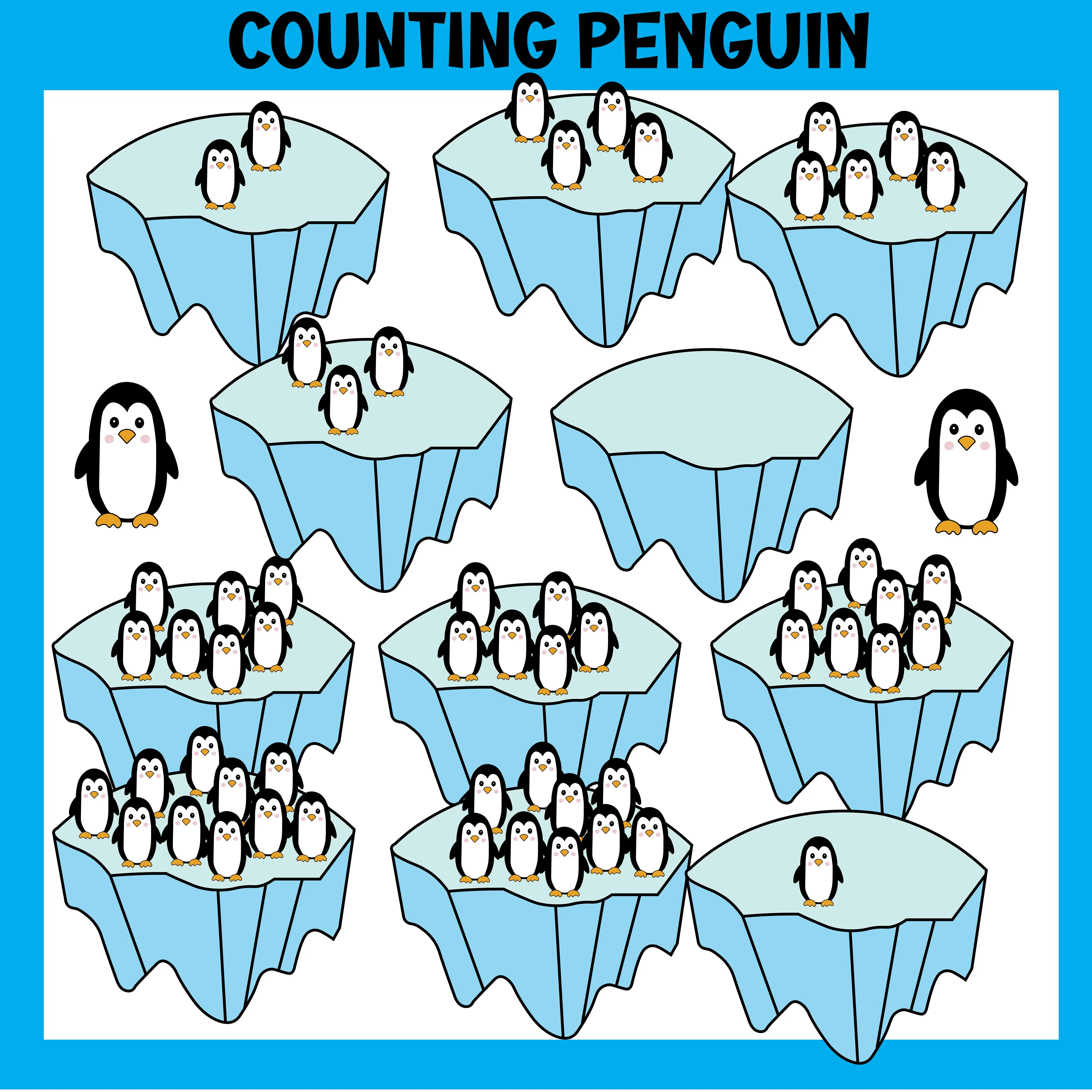 Counting Penguin Clipart | Winter Math Counting Penguins 1–10