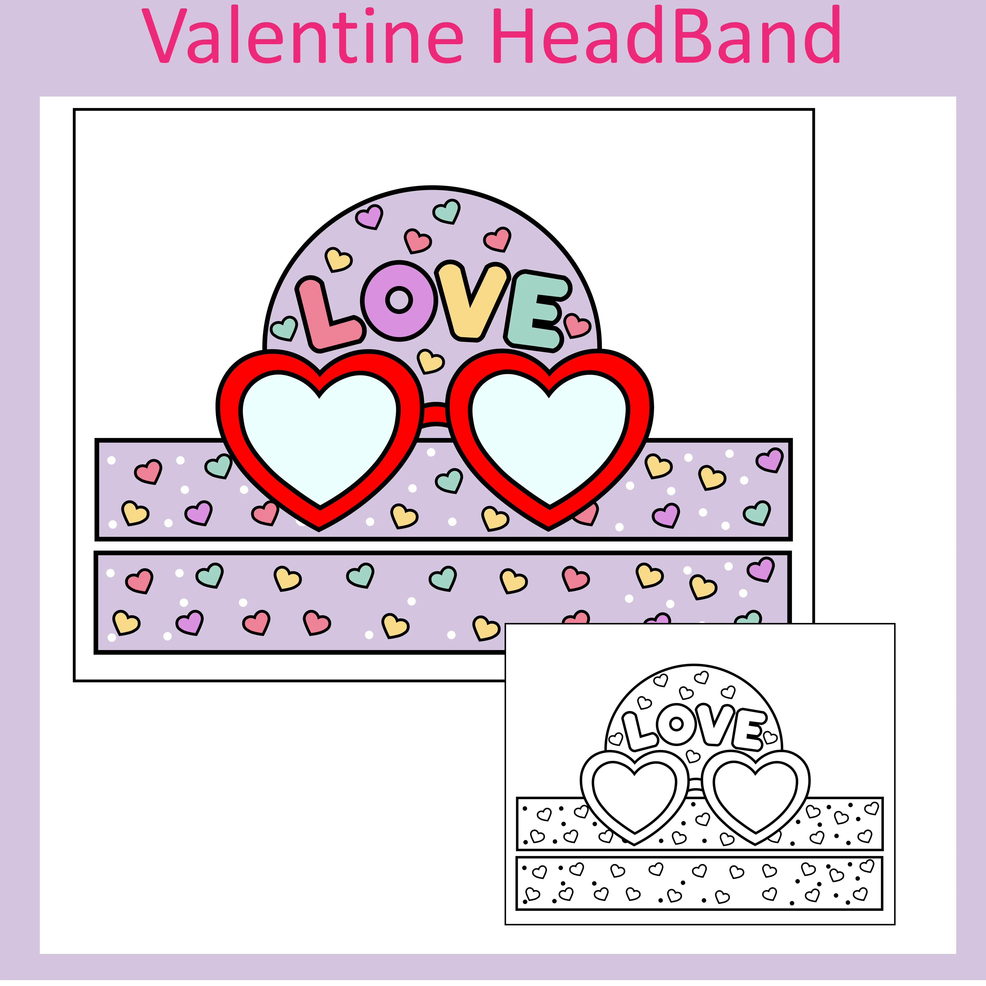 Free Valentine Headband Craft Printable | Love Glasses Valentine Hat for Kids